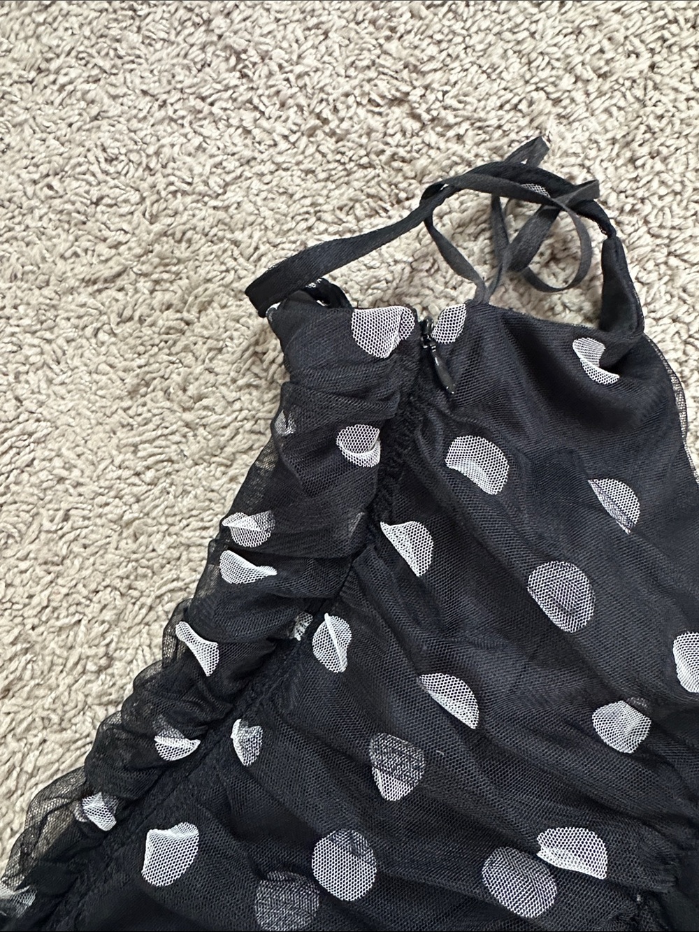 Vintage CAChe Long Polka Dot Ruched Gown Dress - Picture 10 of 10